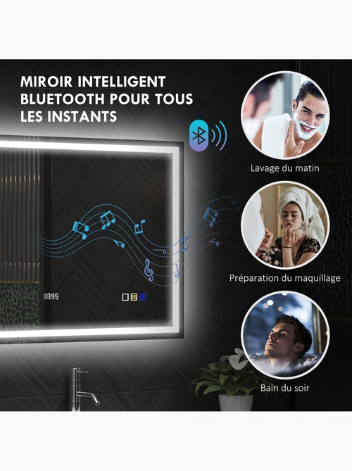 Miroir lumineux led 100 x 80 cm bluetooth interrupteur tactile lumière réglable - Kiabi
