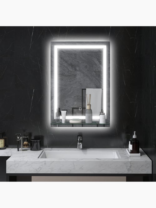 Miroir lumineux led 20 w interrupteur tactile + étagère 50l x 70h cm - Kiabi