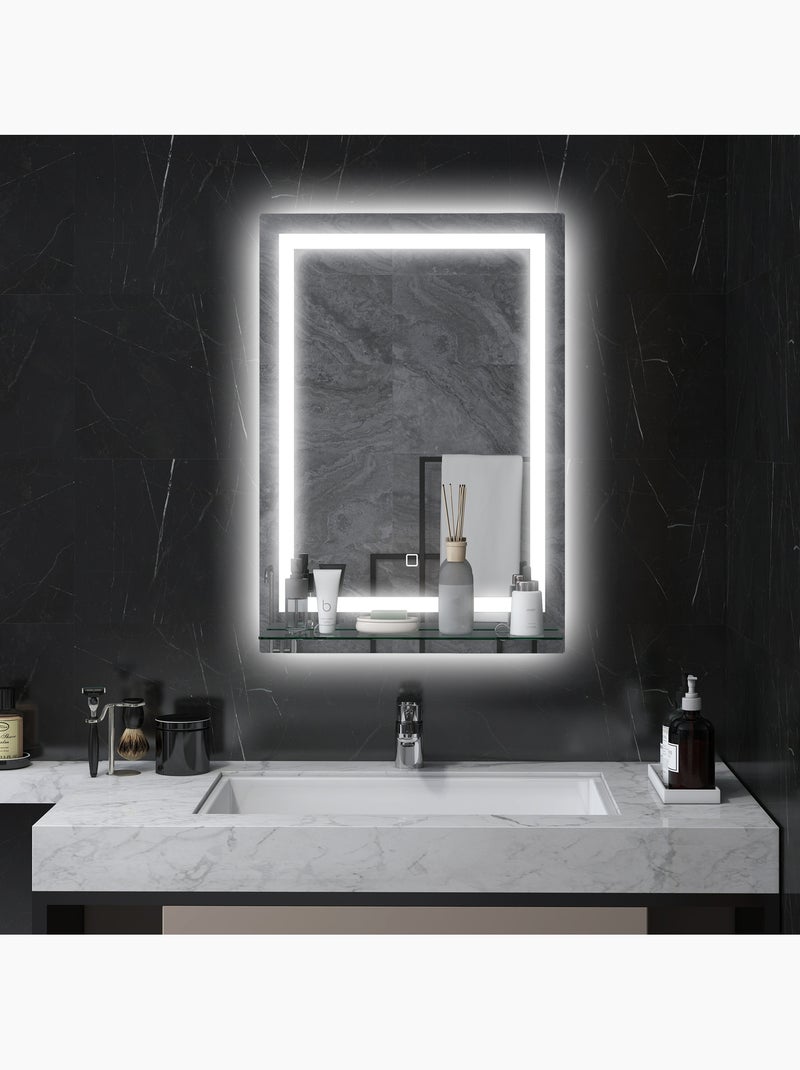 Miroir lumineux led 20 w interrupteur tactile + étagère 50l x 70h cm Gris - Kiabi