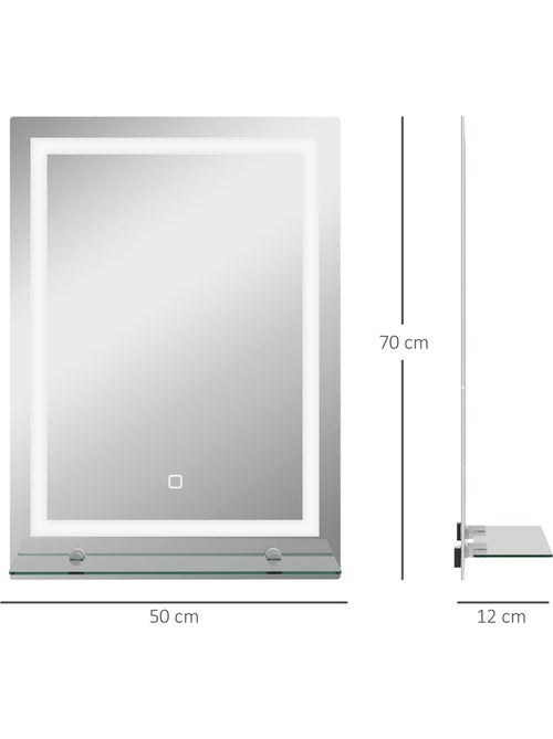 Miroir lumineux led 20 w interrupteur tactile + étagère 50l x 70h cm - Kiabi