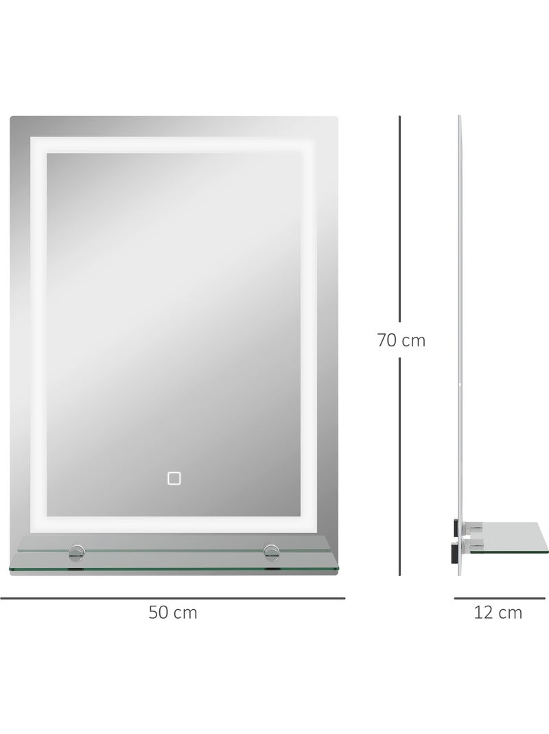Miroir lumineux led 20 w interrupteur tactile + étagère 50l x 70h cm Gris - Kiabi