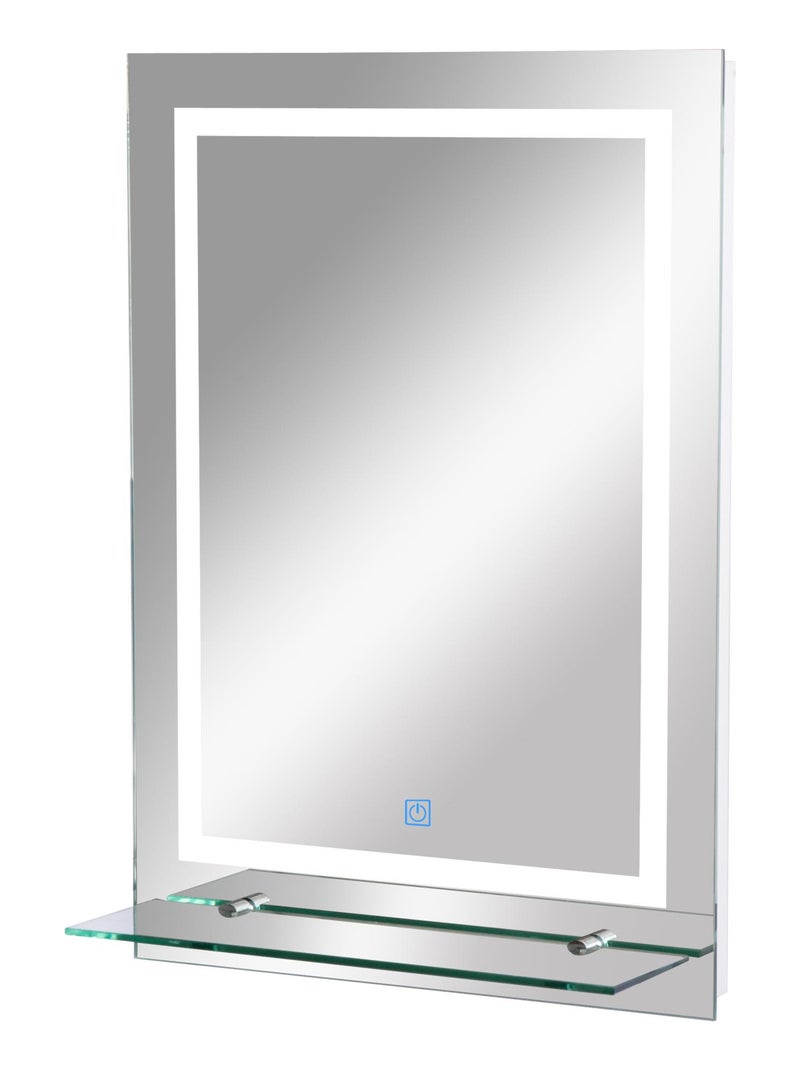Miroir lumineux LED 22 W interrupteur tactile + étagère 50L x 70H cm Blanc Blanc - Kiabi