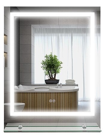 Miroir lumineux LED 29W antibué réglable interrupteur tactile étagère