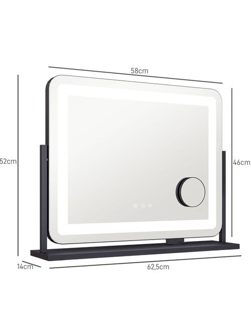 Miroir lumineux led 3 modes d'éclairage grossissement 10x rotatif port charge usb - Kiabi