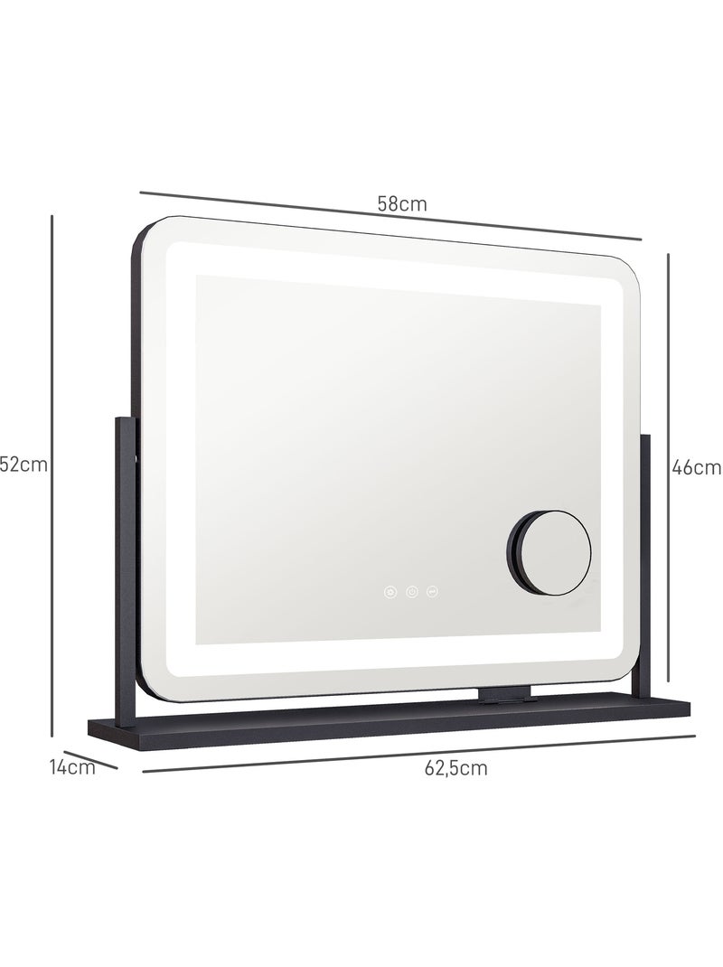 Miroir lumineux led 3 modes d'éclairage grossissement 10x rotatif port charge usb Noir - Kiabi
