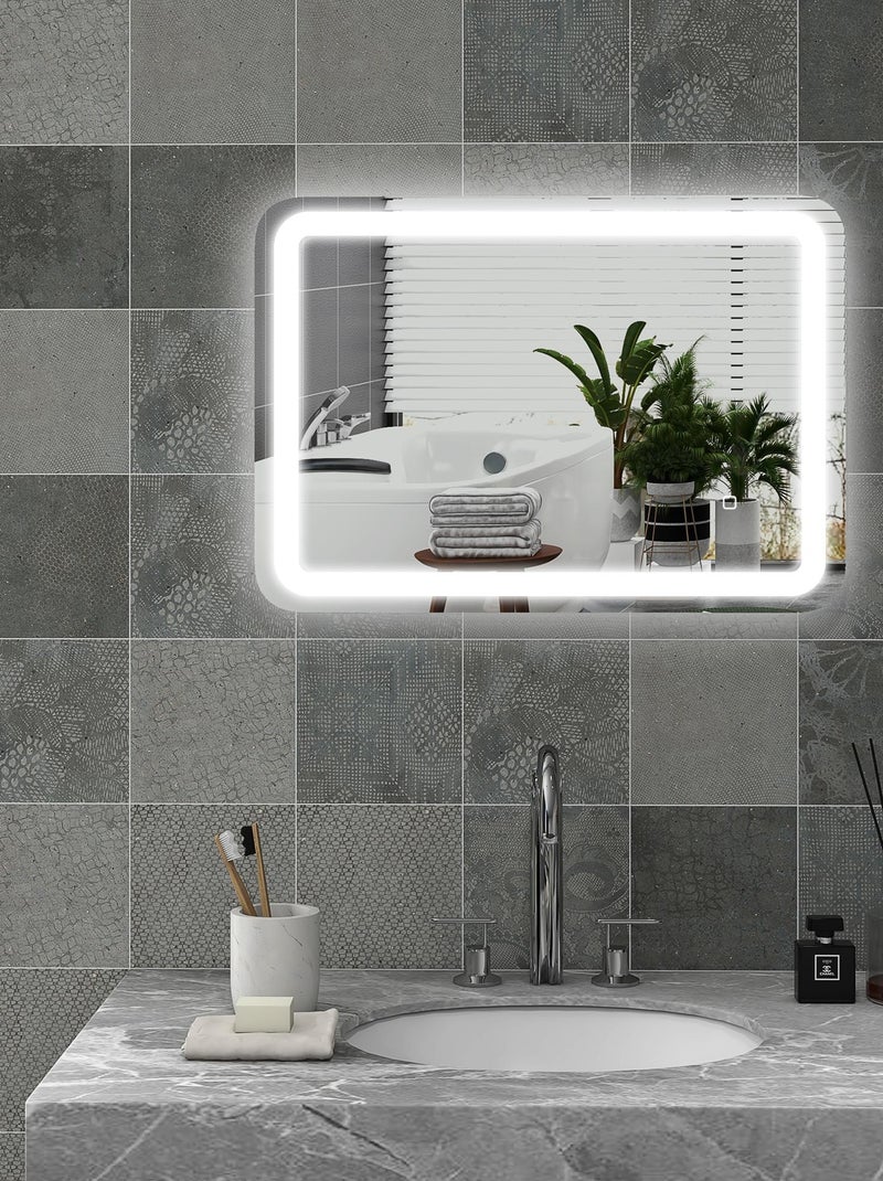 Miroir lumineux LED 35W antibué réglable interrupteur tactile Gris - Kiabi