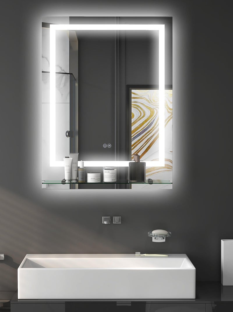 Miroir lumineux LED 43W antibué réglable interrupteur tactile étagère Gris - Kiabi