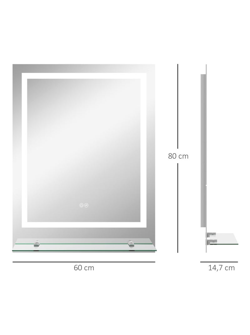 Miroir lumineux LED 43W antibué réglable interrupteur tactile étagère Gris - Kiabi