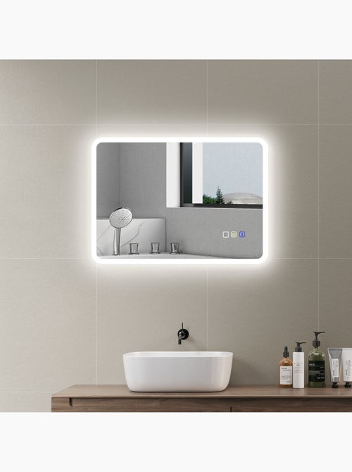 Miroir lumineux led 50 x 70 cm bluetooth interrupteur tactile lumière réglable - Kiabi