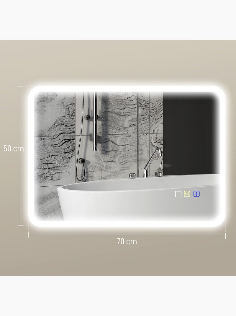 Miroir lumineux led 50 x 70 cm bluetooth interrupteur tactile lumière réglable Gris - Kiabi