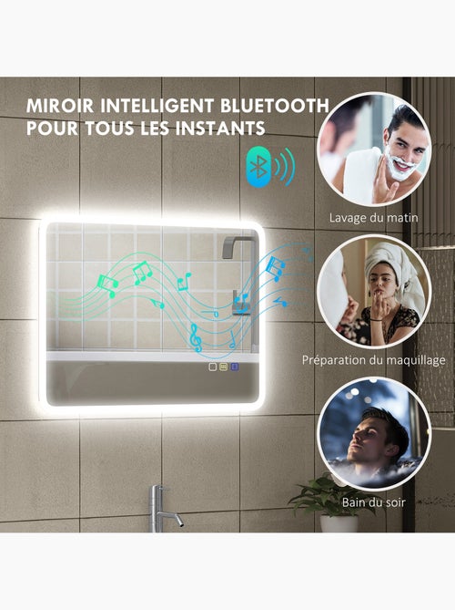 Miroir lumineux led 50 x 70 cm bluetooth interrupteur tactile lumière réglable - Kiabi