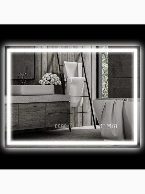 Miroir lumineux led 80 x 60 cm bluetooth interrupteur tactile lumière réglable - Kiabi