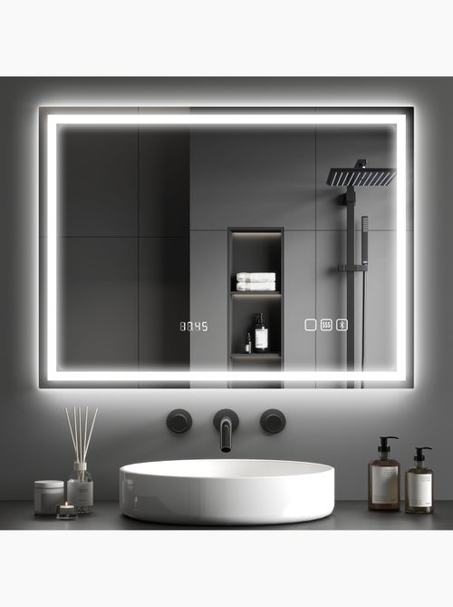 Miroir lumineux led 80 x 60 cm bluetooth interrupteur tactile lumière réglable - Kiabi