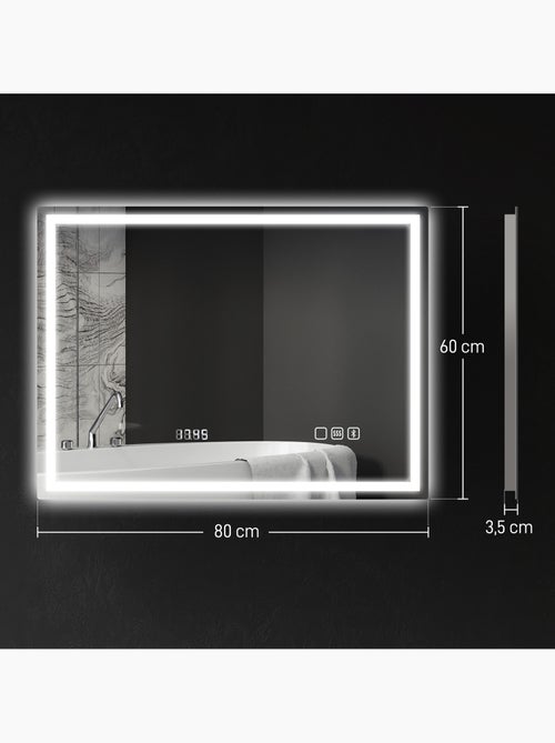 Miroir lumineux led 80 x 60 cm bluetooth interrupteur tactile lumière réglable - Kiabi
