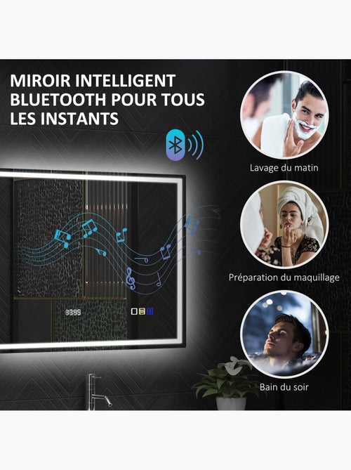 Miroir lumineux led 80 x 60 cm bluetooth interrupteur tactile lumière réglable - Kiabi