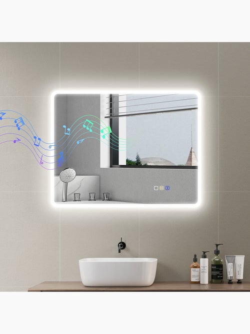 Miroir lumineux led 90 x 70 cm bluetooth interrupteur tactile lumière réglable - Kiabi