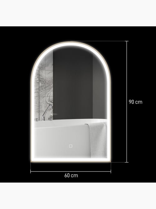 Miroir lumineux led arqué de salle de bain 90 x 60 cm alu - Kiabi