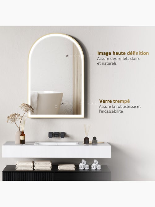 Miroir lumineux led arqué de salle de bain 90 x 60 cm alu - Kiabi