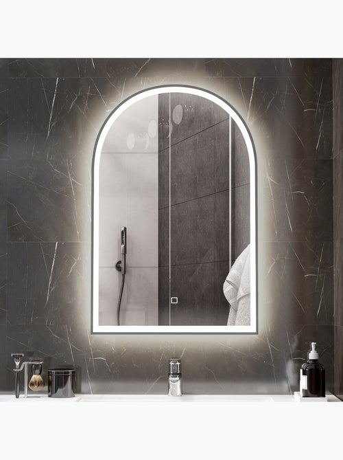 Miroir lumineux led arqué de salle de bain 90 x 60 cm alu - Kiabi