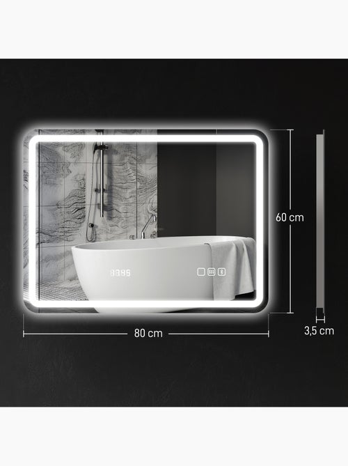 Miroir lumineux led salle de bain bluetooth multifonction 60x80cm - Kiabi