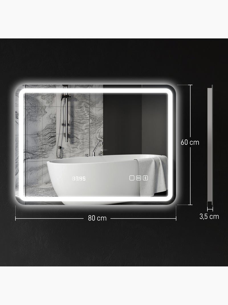 Miroir lumineux led salle de bain bluetooth multifonction 60x80cm Gris - Kiabi