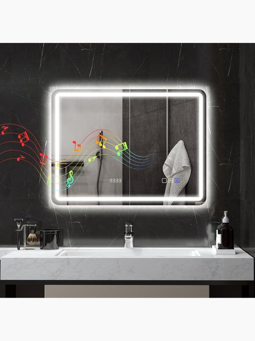 Miroir lumineux led salle de bain bluetooth multifonction 60x80cm - Kiabi