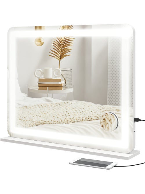Miroir lumineux led tactile 3 modes éclairage grossissement 10x usb - Kiabi