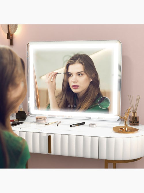 Miroir lumineux led tactile 3 modes éclairage grossissement 10x usb - Kiabi