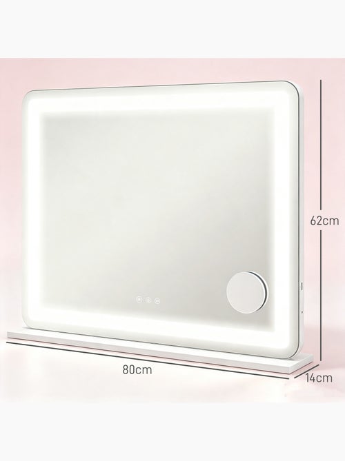 Miroir lumineux led tactile 3 modes éclairage grossissement 10x usb - Kiabi