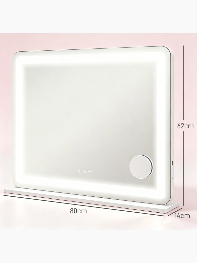 Miroir lumineux led tactile 3 modes éclairage grossissement 10x usb Blanc Blanc - Kiabi