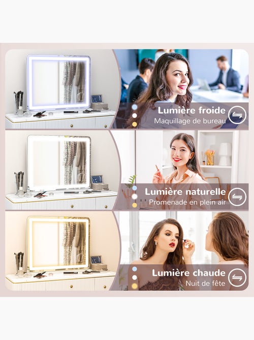Miroir lumineux led tactile 3 modes éclairage grossissement 10x usb - Kiabi