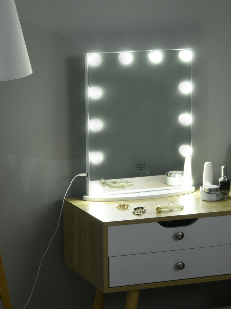 Miroir maquillage Hollywood LED intensité réglable pour coiffeuse Blanc Blanc - Kiabi