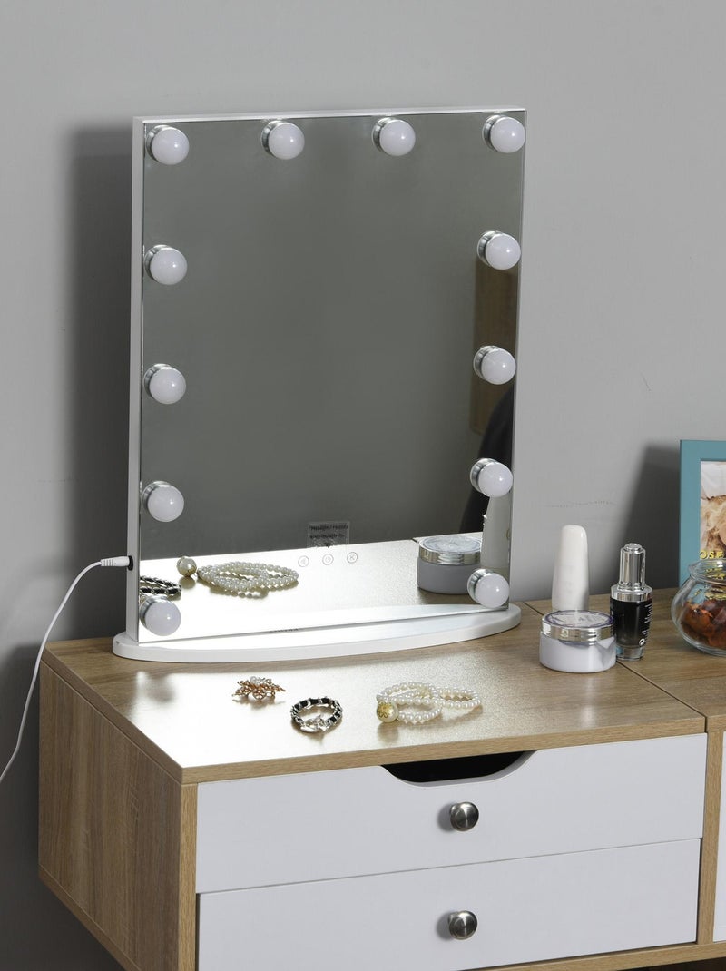 Miroir maquillage Hollywood LED intensité réglable pour coiffeuse Blanc Blanc - Kiabi