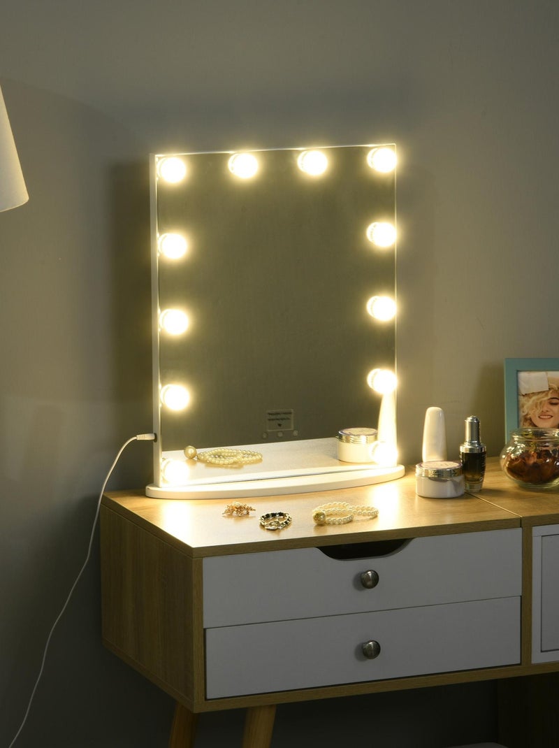 Miroir maquillage Hollywood LED intensité réglable pour coiffeuse Blanc Blanc - Kiabi