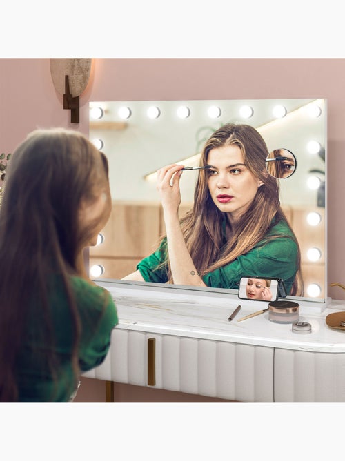 Miroir maquillage hollywood led réglable grossissant usb blanc - Kiabi