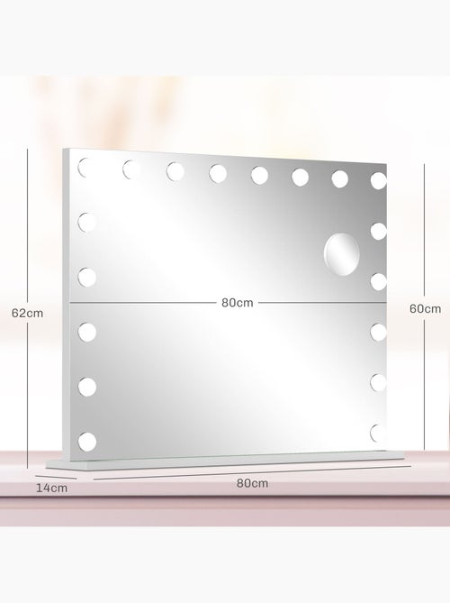 Miroir maquillage hollywood led réglable grossissant usb blanc - Kiabi