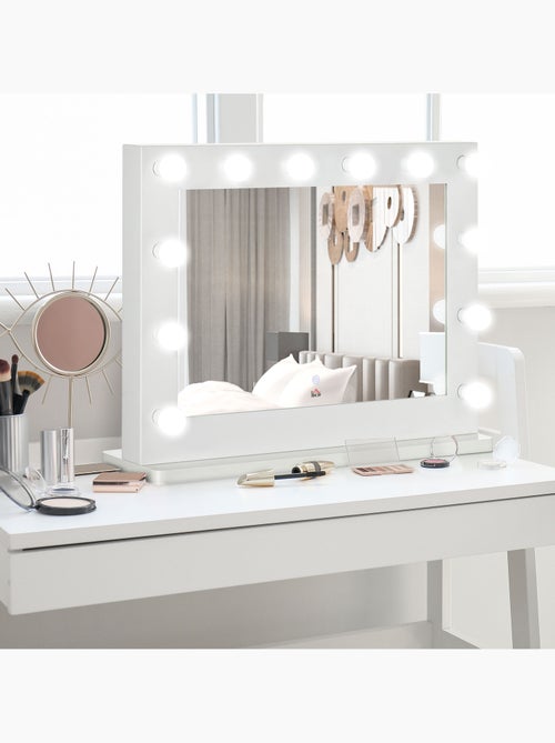Miroir maquillage hollywood lumineux led tactile réglable 12 led - Kiabi