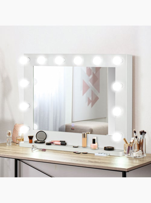 Miroir maquillage hollywood lumineux led tactile réglable 12 led - Kiabi