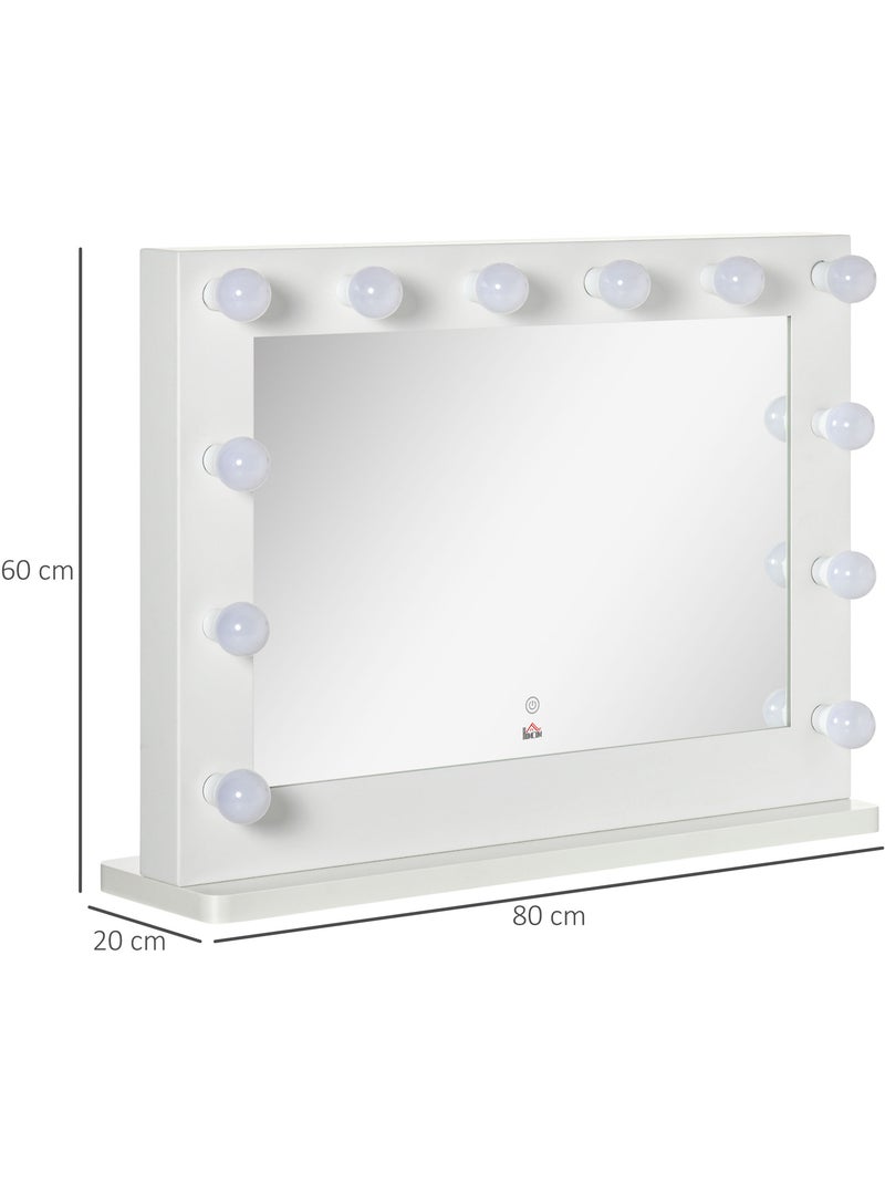 Miroir maquillage hollywood lumineux led tactile réglable 12 led Blanc Blanc - Kiabi