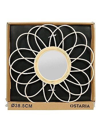 Miroir marguerite rotin D38.5