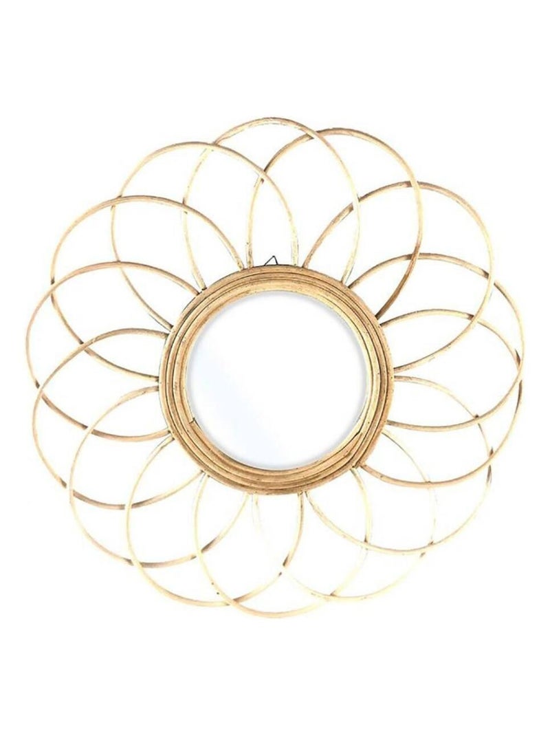Miroir marguerite rotin D38.5 Beige - Kiabi