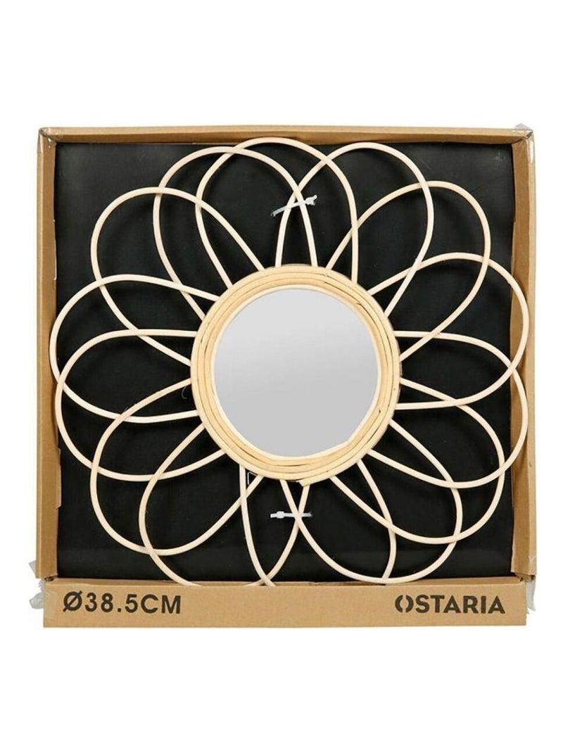Miroir marguerite rotin D38.5 Beige - Kiabi