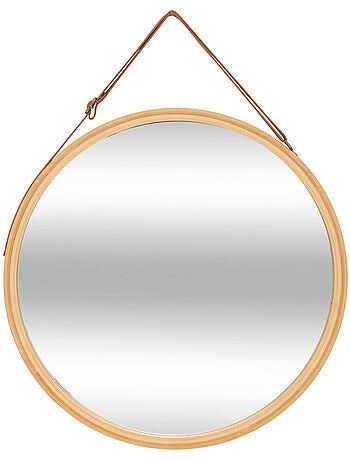 Miroir mur cuir rond bam d38