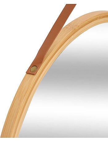 Miroir mur cuir rond bam d38