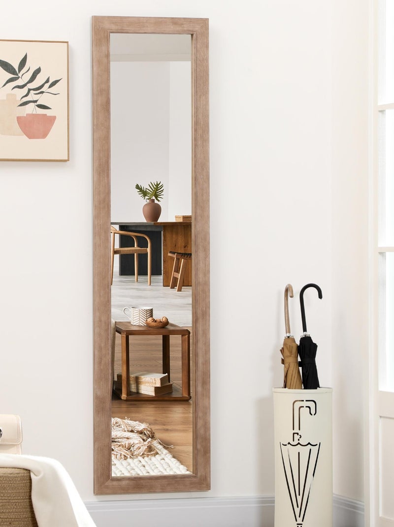 Miroir mural - cadre bois de pin effet vieilli Beige - Kiabi