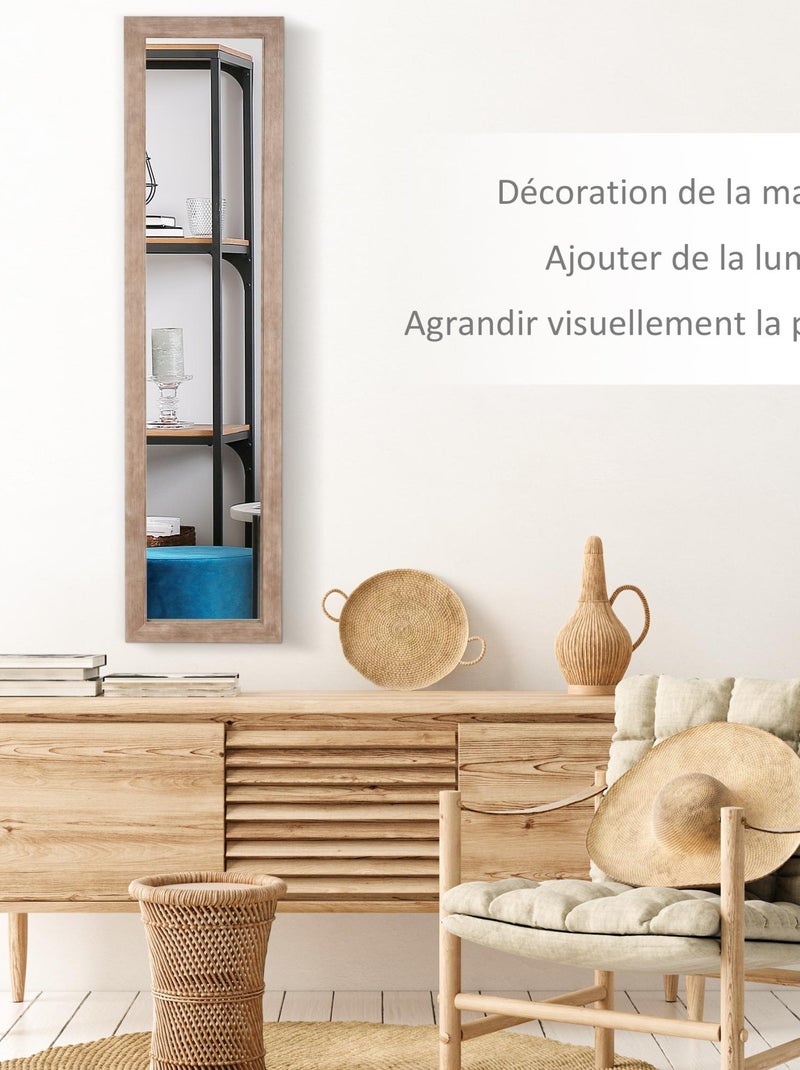 Miroir mural - cadre bois de pin effet vieilli Beige - Kiabi