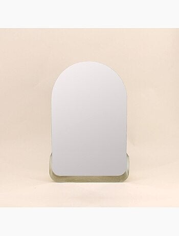 Miroir mural arche avec étagère doré 50x33cm