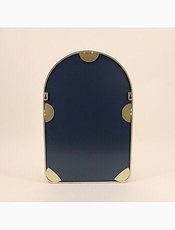 Miroir mural arche avec étagère doré 50x33cm