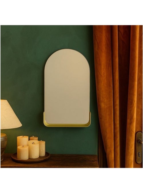 Miroir mural arche avec étagère doré 50x33cm - Kiabi