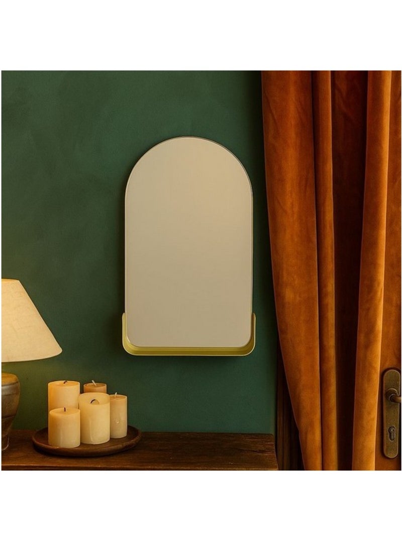 Miroir mural arche avec étagère doré 50x33cm Doré - Kiabi